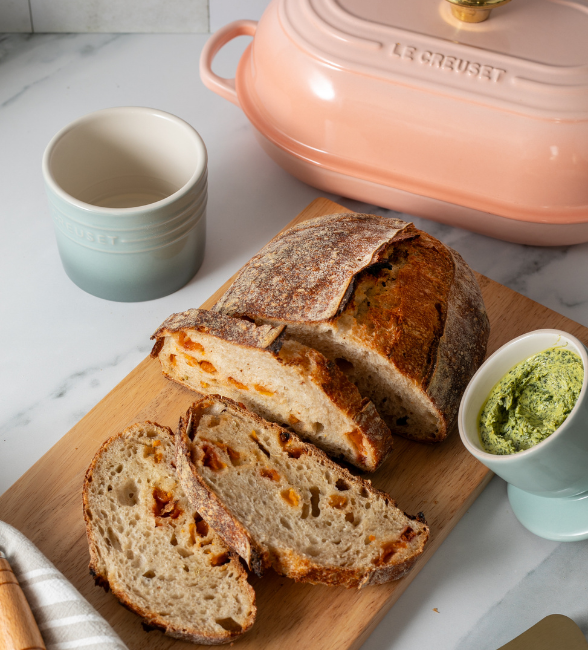 Peach and Fennel Sourdough with Basil Butter